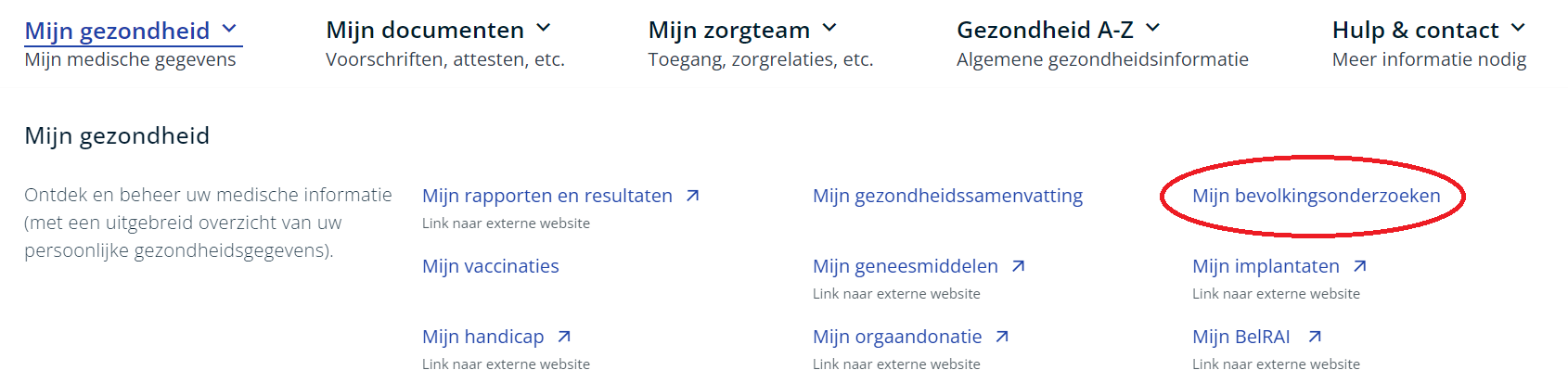 MijnGezondheid printscreen